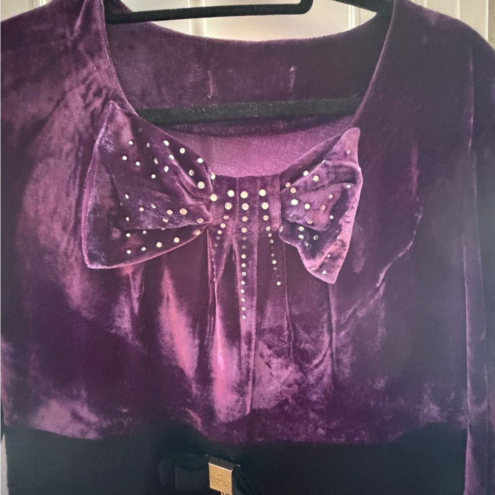 GUCCI Purple Velvet Top with Bow Detail